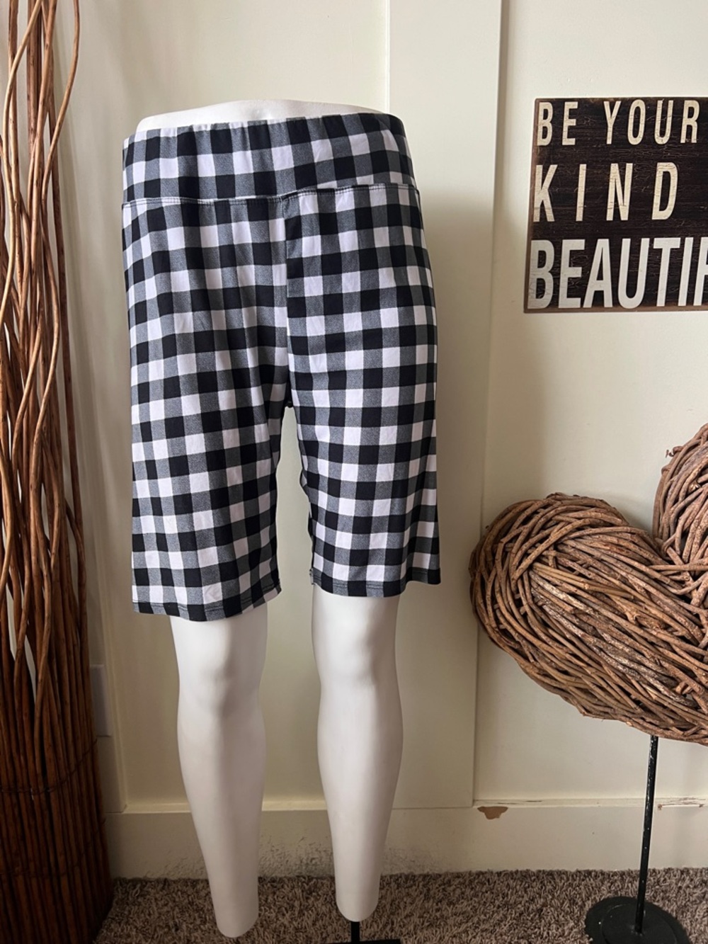 Terra & Sky Black and White Gingham Bike Shorts